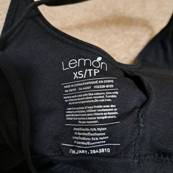 Lemon Ribbed Yoga Bra Women's Size XS Black Seamless NWOT - Picture 6 of 7